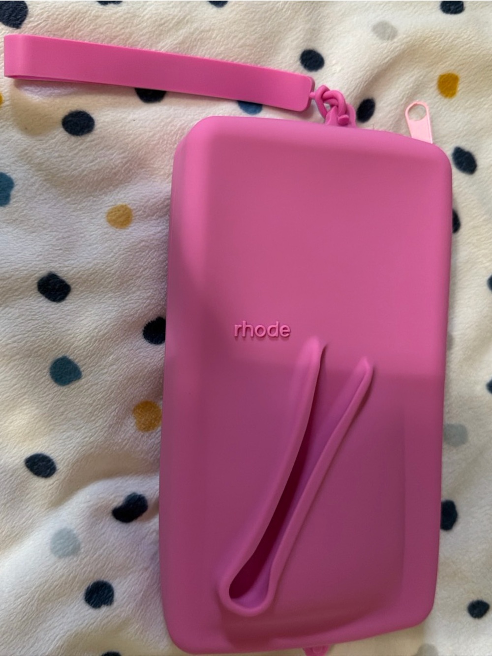 Pink Silicone Cosmetic Case with Wrist Strap